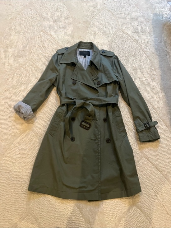 J. Crew Jackets & Blazers - NWOT J. Crew Olive Double-Breasted Trench with Waist Tie